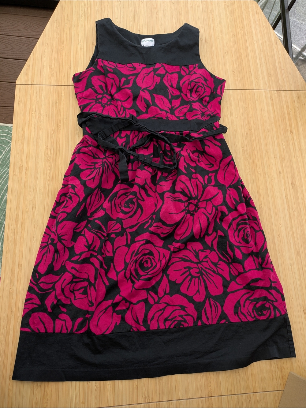 Motherhood Maternity Size M Black & Magenta Floral Midi Dress